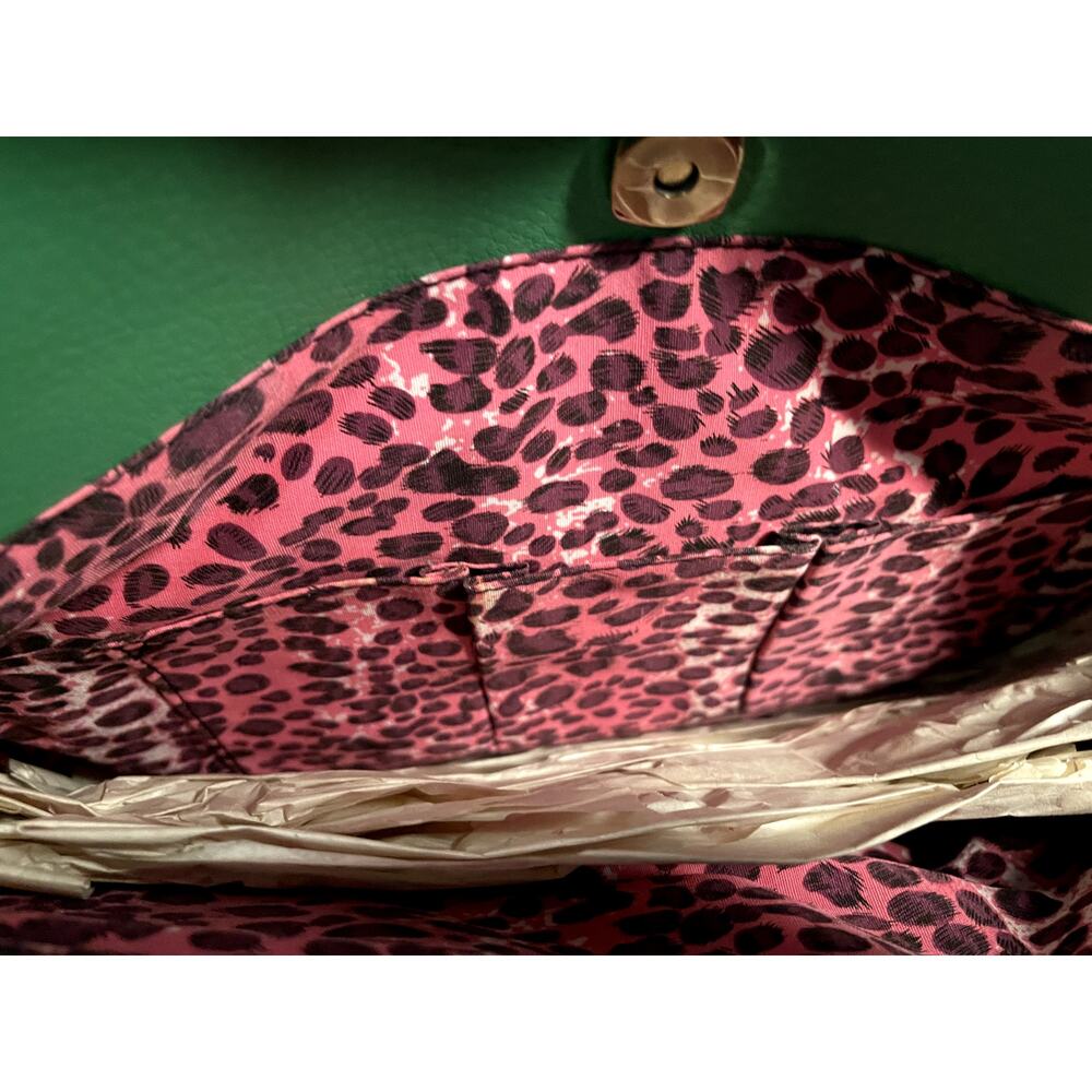 NEW Liz Claiborne Pink Green Shoulder Handbag Purse Tote Computer Bag Glamour - Picture 5 of 7